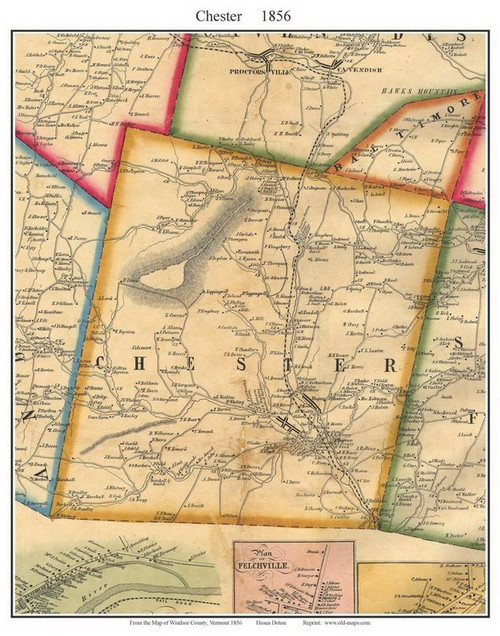 Chester, Vermont 1856 Old Town Map Custom Print - Windsor Co.