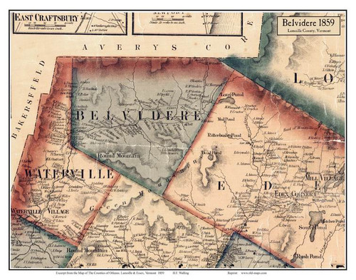 Belvidere, Vermont 1859 Old Town Map Custom Print - Lamoille Co.