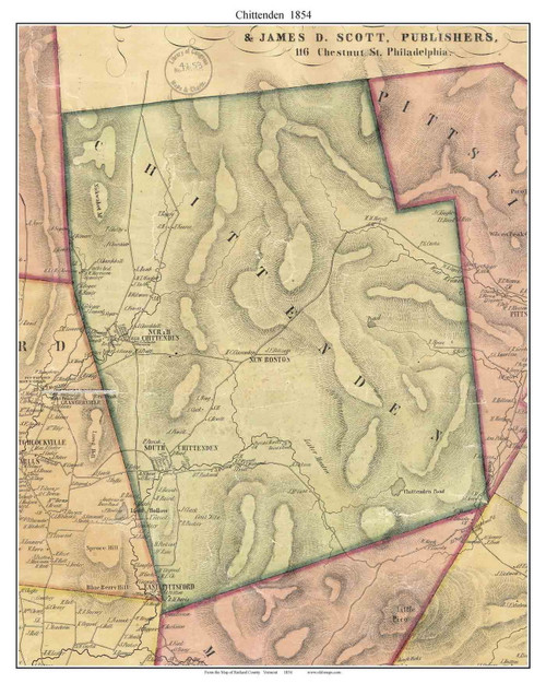 Chittenden, Vermont 1854 Old Town Map Custom Print - Rutland Co.