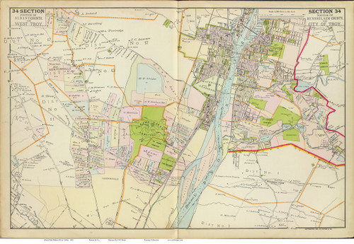 Troy, 1891 - Old Map Reprint - NY Hudson River Valley Atlas 34