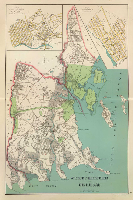 Westchester and Pelham, New York 1893 - Old Town Map Reprint - Westchester Co. Atlas 3