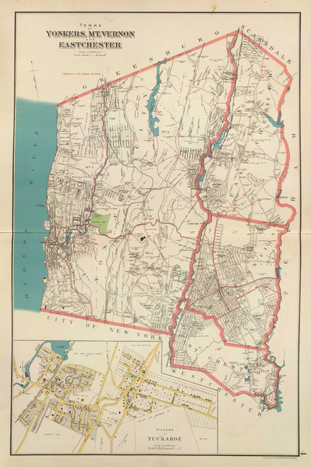 Yonkers, Mt Vernon, and Eastchester, New York 1893 - Old Town Map Reprint - Westchester Co. Atlas 4