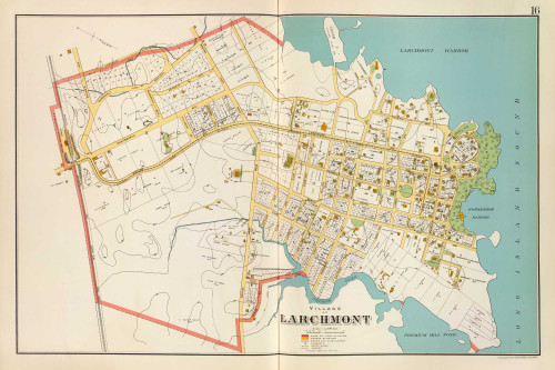 Larchmont Village, New York 1893 - Old Town Map Reprint - Westchester Co. Atlas 16