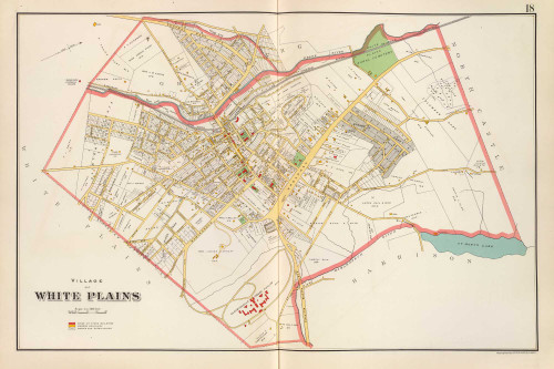 White Plains Village, New York 1893 - Old Town Map Reprint - Westchester Co. Atlas 18