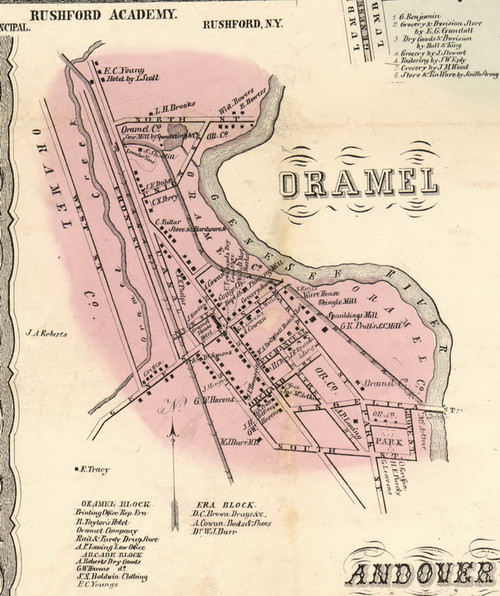 Oramel Village, New York 1856 Old Town Map Custom Print - Allegany Co.