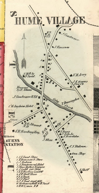 Hume Village, New York 1856 Old Town Map Custom Print - Allegany Co.