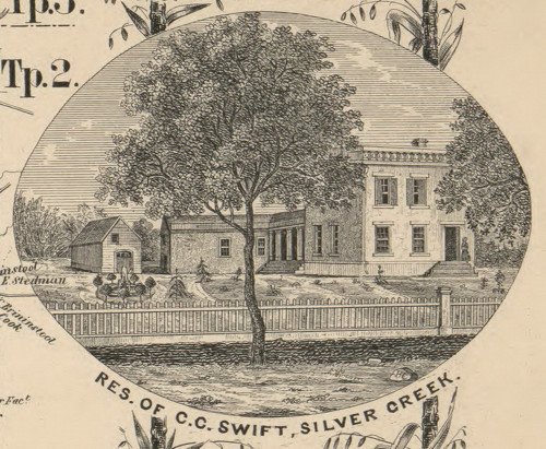 Res. of C.C. Swift, New York 1854 Old Town Map Custom Print - Chautauque Co.