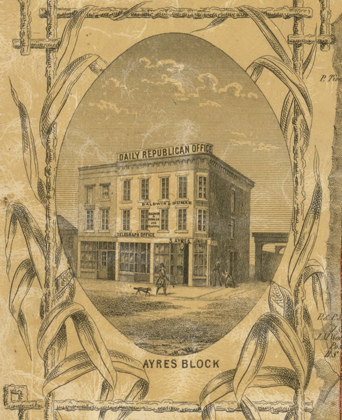 Ayres Block, New York 1853 Old Town Map Custom Print - Chemung Co.