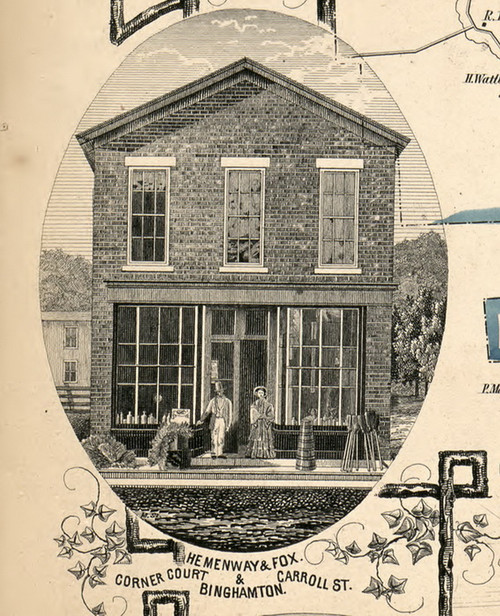 Hemmenway and Fox, New York 1855 Old Town Map Custom Print - Broome Co.