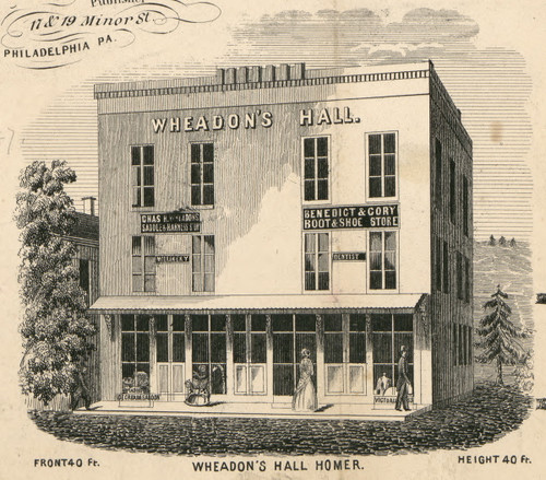 Wheadon's Hall, New York 1855 Old Town Map Custom Print - Cortland Co.