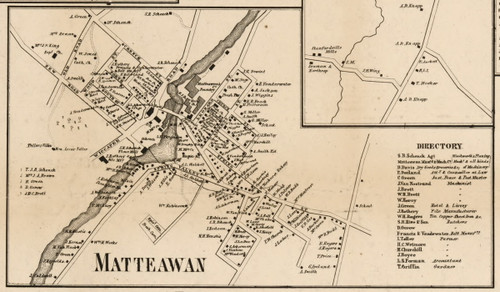 Matteawan, New York 1858 Old Town Map Custom Print - Dutchess Co.