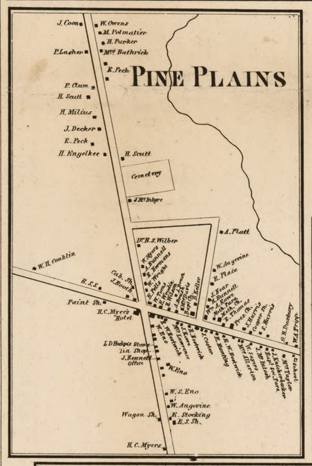 Pine Plains Village, New York 1858 Old Town Map Custom Print - Dutchess Co.
