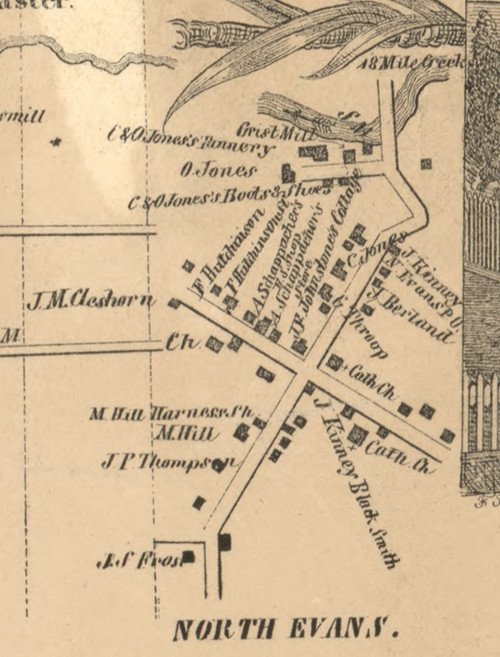 North Evans, New York 1855 Old Town Map Custom Print - Erie Co.