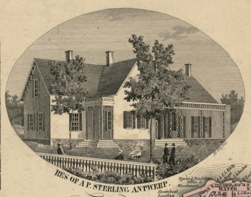 Res. of A.P Sterling, New York 1855 Old Town Map Custom Print - Jefferson Co.