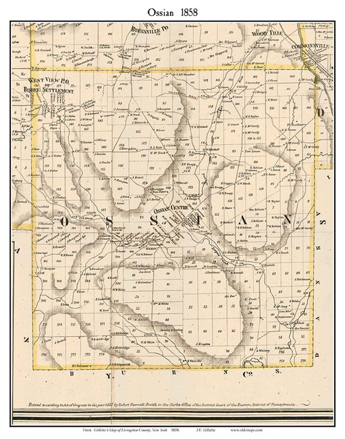 Ossian, New York 1858 Old Town Map Custom Print - Livingston Co.