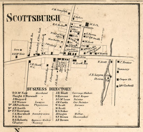 Scottsburgh, New York 1858 Old Town Map Custom Print - Livingston Co.