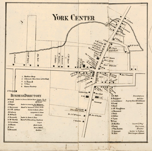 York Center, New York 1858 Old Town Map Custom Print - Livingston Co.