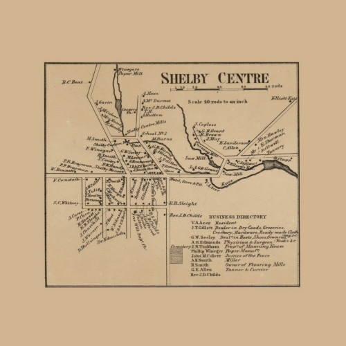 Shelby Center, New York 1860 Old Town Map Custom Print - Orleans Co.