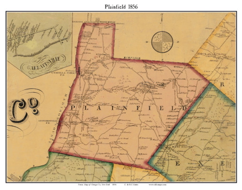 Plainfield, New York 1856 Old Town Map Custom Print - Otsego Co.