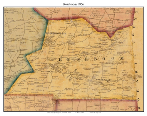 Rosebloom, New York 1856 Old Town Map Custom Print - Otsego Co.
