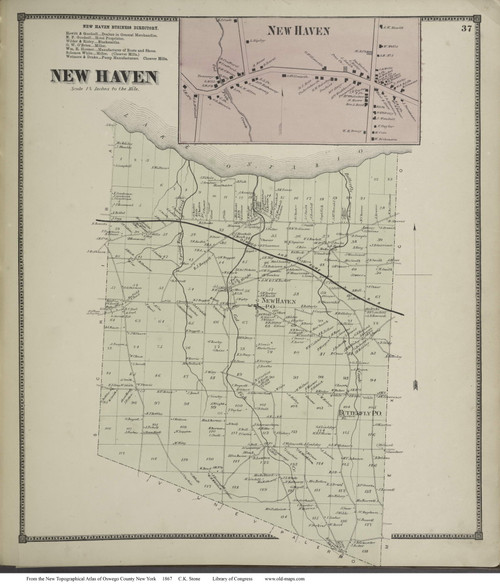 New Haven, New York 1867 - Old Town Map Reprint - Oswego Co.