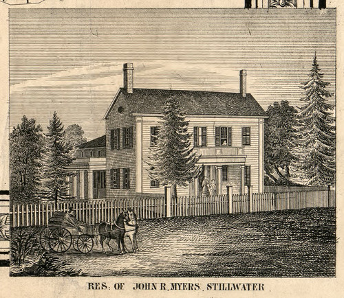 Res. of John R. Myers, New York 1856 Old Town Map Custom Print - Saratoga Co.