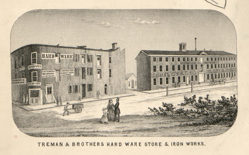 Treman & Brothers Hardware Store, New York 1853 Old Town Map Custom Print - Tompkins Co.