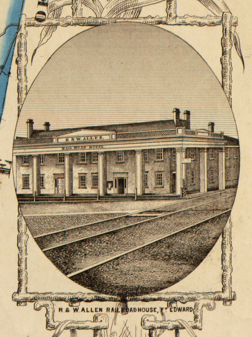 R. & W. Allen Railroad House, New York 1853 Old Town Map Custom Print - Washington Co.