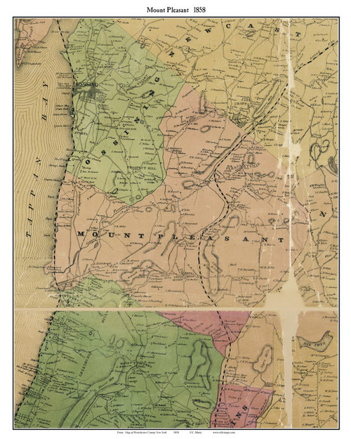 Mount Pleasant, New York 1858 Old Town Map Custom Print - Westchester Co.