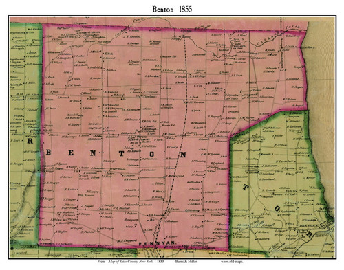 Benton, New York 1855 Old Town Map Custom Print - Yates Co.
