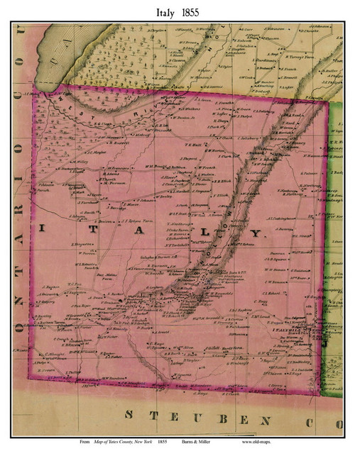 Italy, New York 1855 Old Town Map Custom Print - Yates Co.