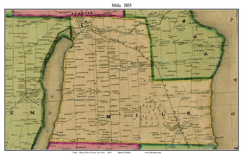 Milo, New York 1855 Old Town Map Custom Print - Yates Co.