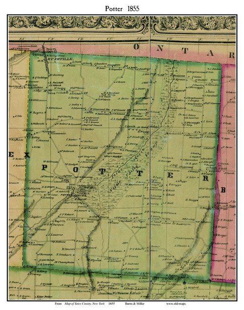 Potter, New York 1855 Old Town Map Custom Print - Yates Co.