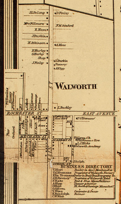 Walworth Village, New York 1858 Old Town Map Custom Print - Wayne Co.