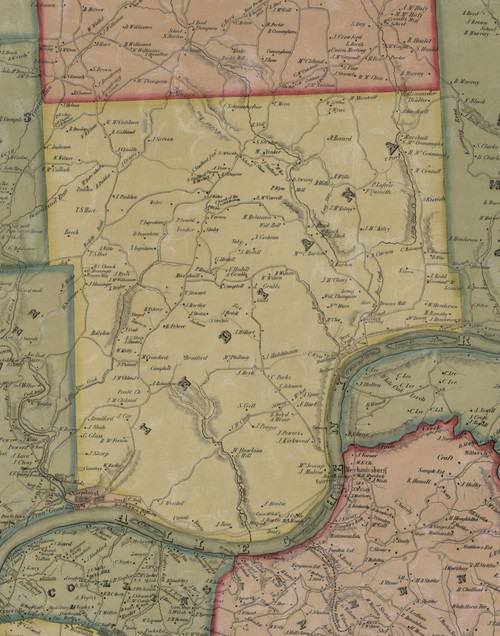 Indiana Township, Pennsylvania 1851 Old Town Map Custom Print - Allegheny Co.