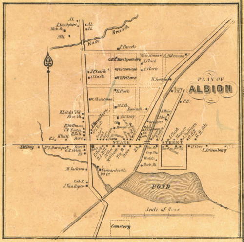 Albion - Conneaut Township, Pennsylvania 1855 Old Town Map Custom Print - Erie Co.