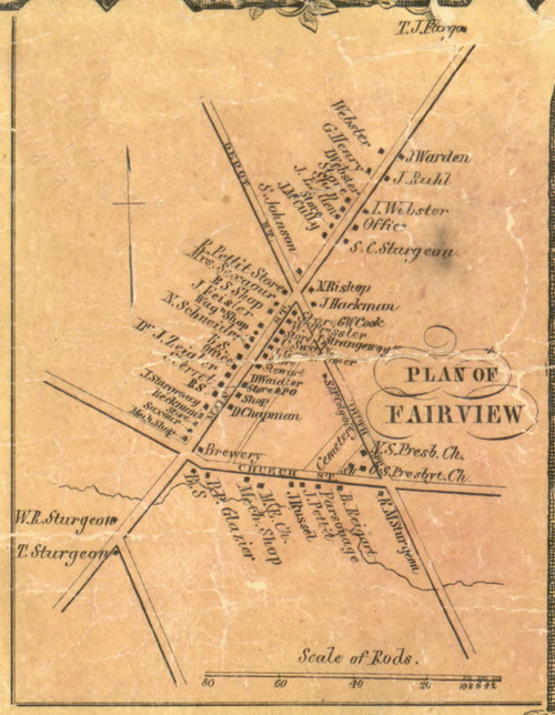 Fairview Village - Fairview Township, Pennsylvania 1855 Old Town Map Custom Print - Erie Co.