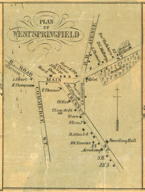 West Springfield - Springfield Township, Pennsylvania 1855 Old Town Map Custom Print - Erie Co.
