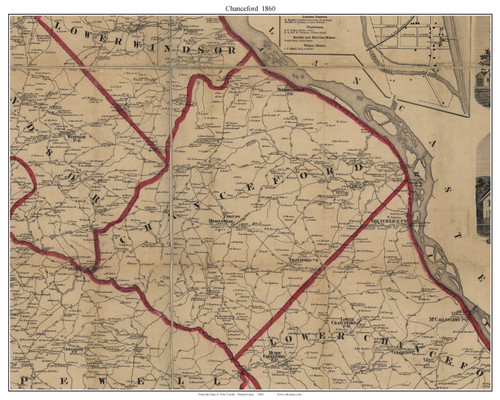 Chanceford Township, Pennsylvania 1860 Old Town Map Custom Print - York Co.