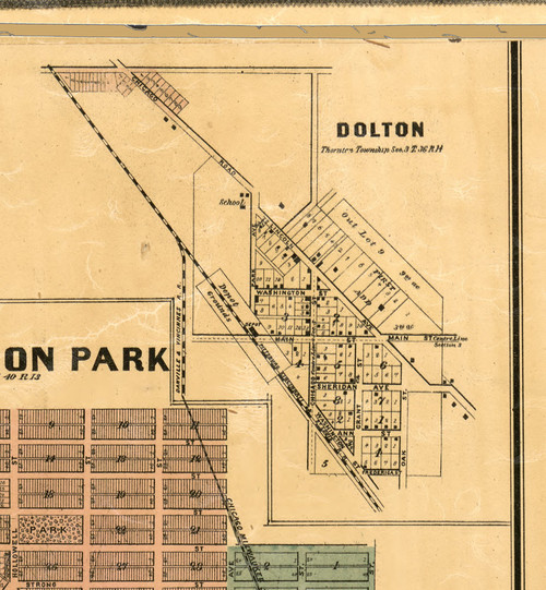 Dolton Village - Cook Co., Illinois 1886 Old Town Map Custom Print - Cook Co.