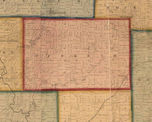 Buckeye, Illinois 1859 Old Town Map Custom Print - Stephenson Co.