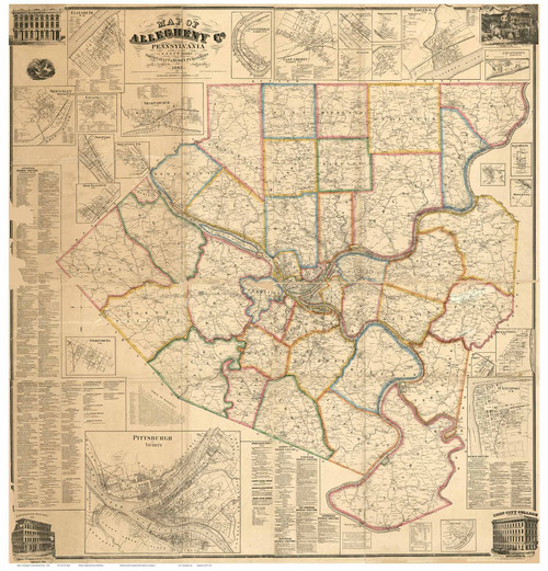 Allegheny County Pennsylvania 1862 - Old Map Reprint
