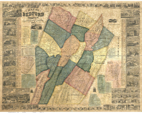 Bedford County Pennsylvania 1861 - Old Map Reprint