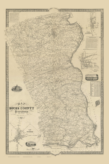 Bucks County Pennsylvania 1850 Copy 2 - Old Map Reprint