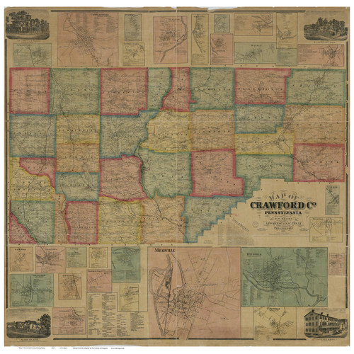 Crawford County Pennsylvania 1865 - Old Map Reprint