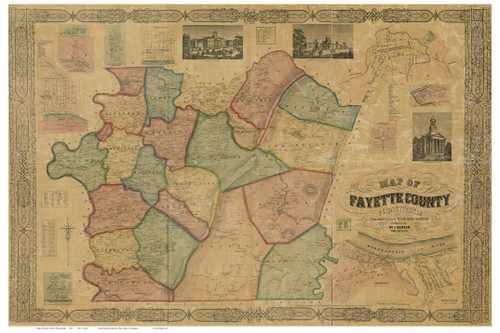 Fayette County Pennsylvania 1858 - Old Map Reprint