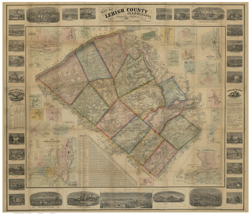 Lehigh County Pennsylvania 1865 - Old Map Reprint