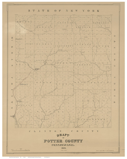 Potter County Pennsylvania 1856 - Old Map Reprint