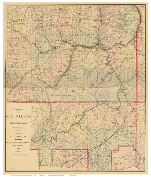 Warren & Forest County Pennsylvania 1882 - Old Map Reprint