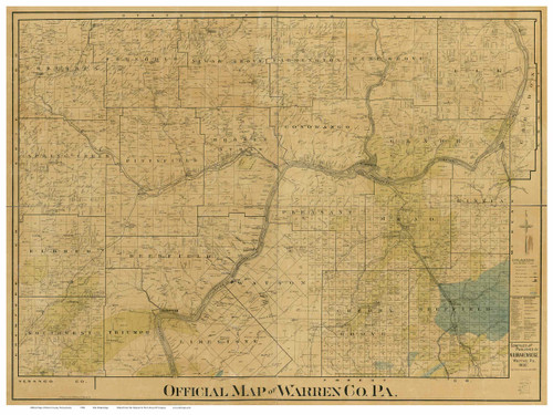 Warren County Pennsylvania 1900 - Old Map Reprint